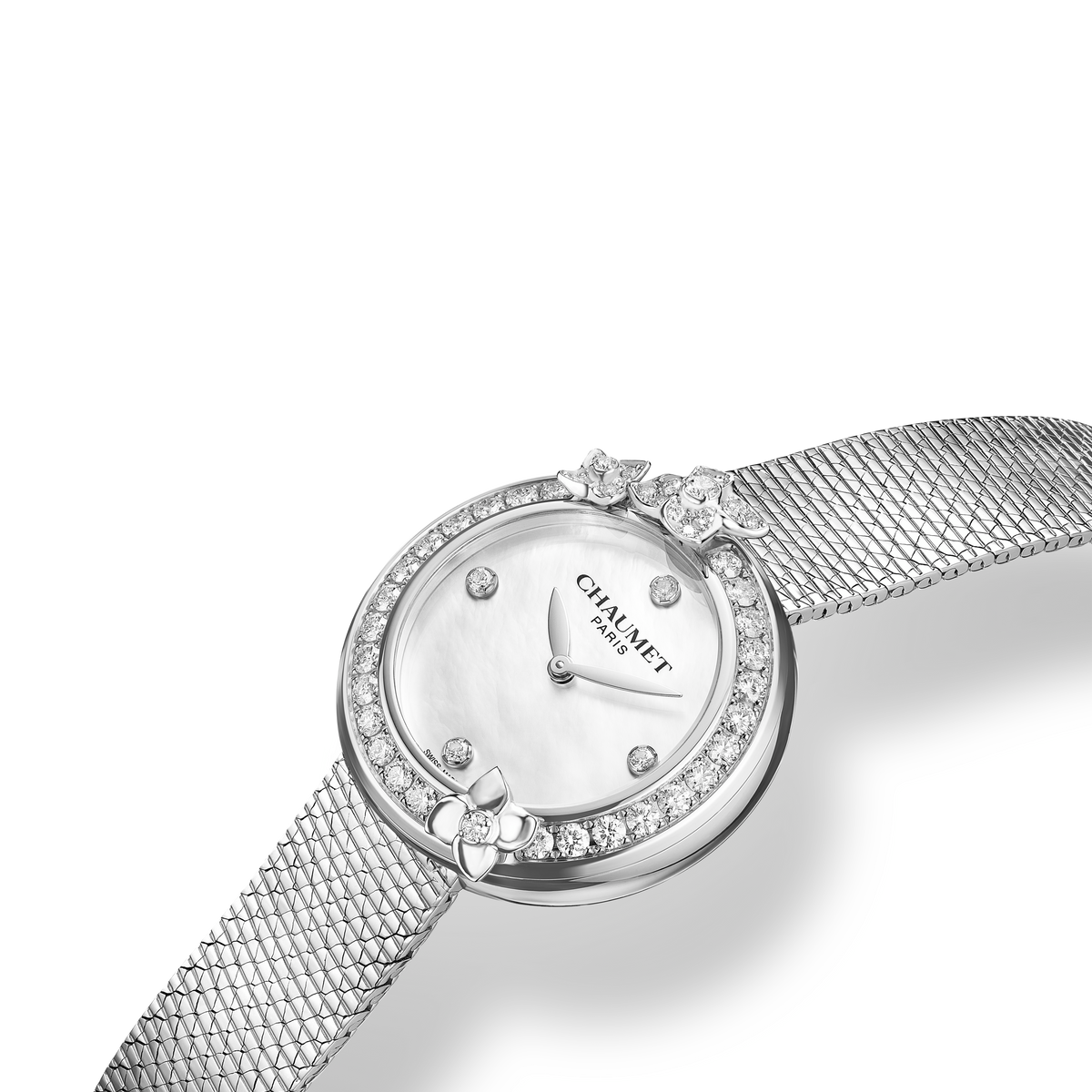 CHAUMET - HORTENSIA - WATCH - Steel watch, mother-of-pearl and diamonds - W85413