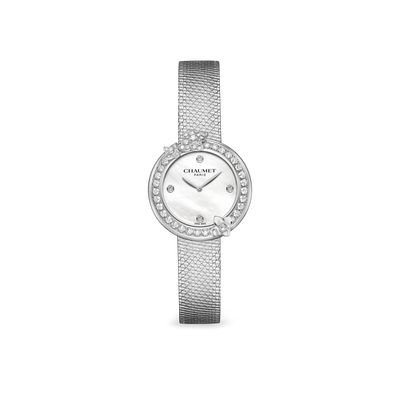 CHAUMET - HORTENSIA - WATCH - Steel watch, mother-of-pearl and diamonds - W85413