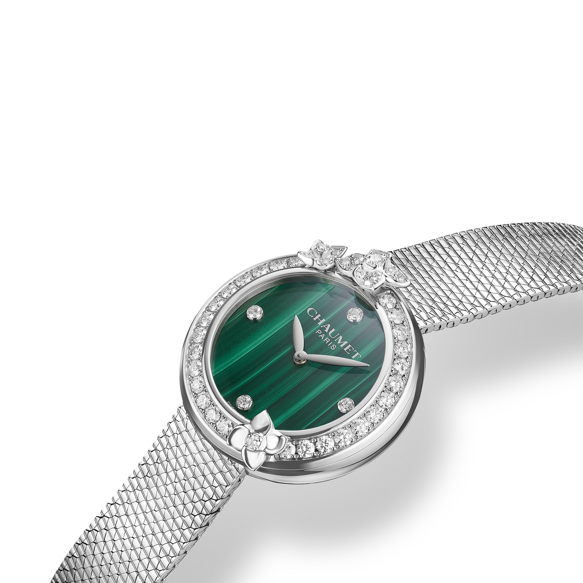 CHAUMET - HORTENSIA - WATCH - Steel watch, malachite and diamonds - W85414