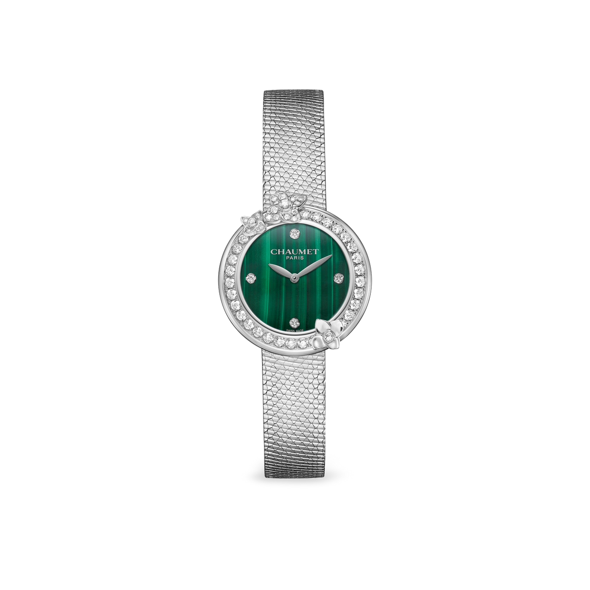 CHAUMET - HORTENSIA - WATCH - Steel watch, malachite and diamonds - W85414