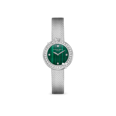 CHAUMET - HORTENSIA - WATCH - Steel watch, malachite and diamonds - W85414
