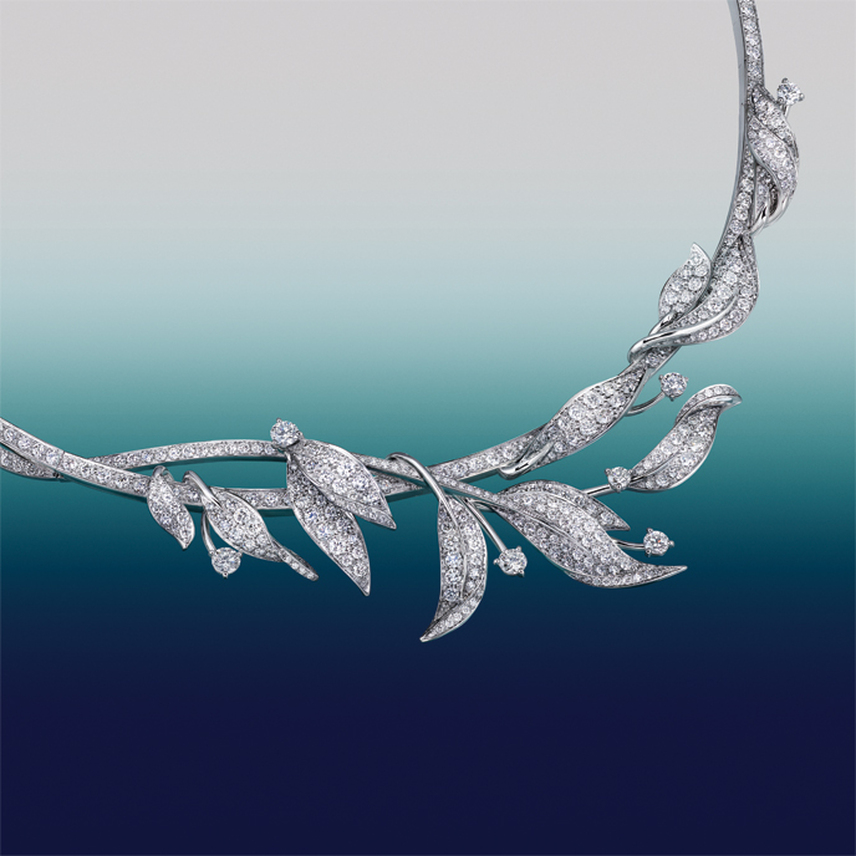 precious nature high jewellery chaumet white gold necklace leaf necklace with diamond