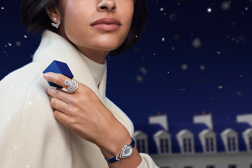 Joséphine model watches, rings and earrings in white gold